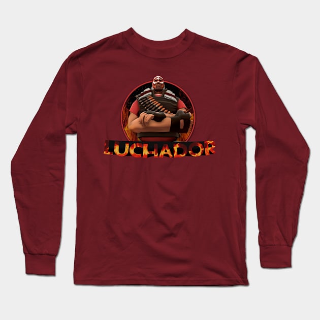 Red Heavy - El Luchador Long Sleeve T-Shirt by Marxally